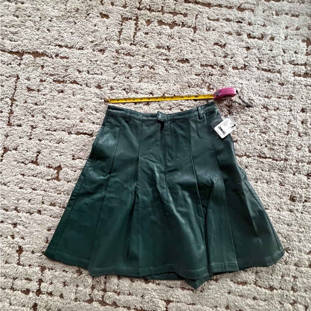 Free People Dark Green Faux Leather Skirt
